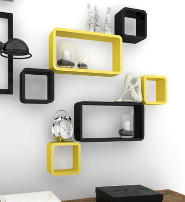 

all crafts art Cub storige wall shelf MDF Wall Shelf(Number of Shelves - 6, Multicolor)