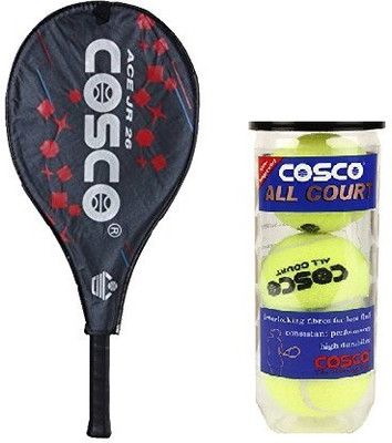 

Cosco Combo of two , one 'ACE Jr.26 ' Tennis Racquet and one 'All Court' Tennis Ball box (Pack Of 3)- Multicolor Strung Tennis Racquet(G4, 95 g)