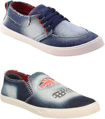 

Chevit Men's Combo of 2 Denim Blue Sneakers For Men(Blue