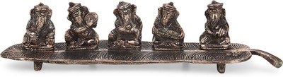 

Indian Handicrafts Musical Ganesha 5 In 1 Antique Miniature Decorative Showpiece - 7 cm(Aluminium, Steel)