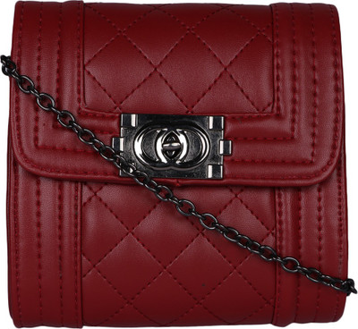 Shopharp Women Evening/Party Maroon Leatherette Sling Bag