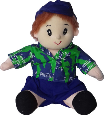 

kidoz kingdom SITTING BOY WITH CAP SOFT TOY GREEN - 28 cm(Multicolor)