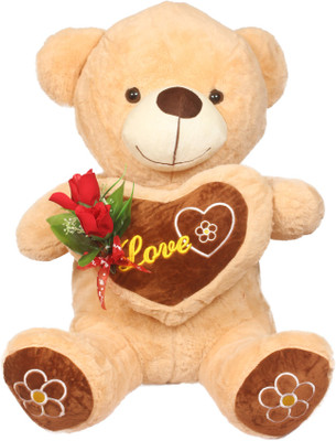 

Tickles Sitting Loving Teddy with Rose Big size 2.3 feet - 68 cm(Beige)