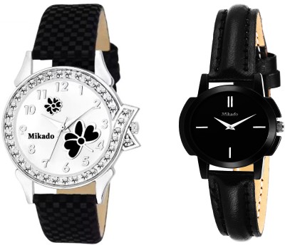 Mikado Stylish black butterfly and slim design women analog watches combo for girls and women with high quality strap Watch  - For Girls   Watches  (Mikado)
