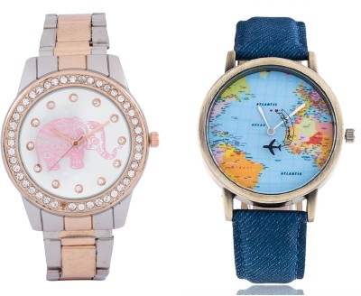 SOOMS WORLD MAP MEN WATCH & TWO TONE STYLES STRAP HAVING GANESH PRINTED DIAL LADIES DIAMOND STUDDED PARTY WEAR Watch  - For Couple   Watches  (Sooms)