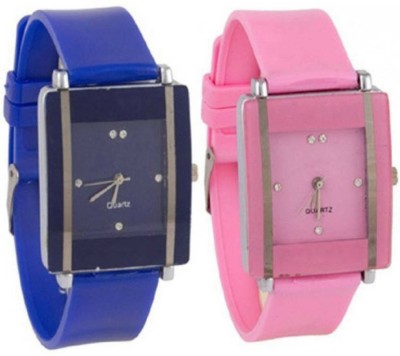 VK SALES Blue And Pink Squre Watch  - For Girls   Watches  (vk sales)