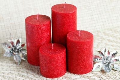 

Sayee Home Decor Pillar Candle Candle(Red, Pack of 4)