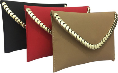 

FashionCops Casual Black, Red, Beige Clutch, Beige;black;red