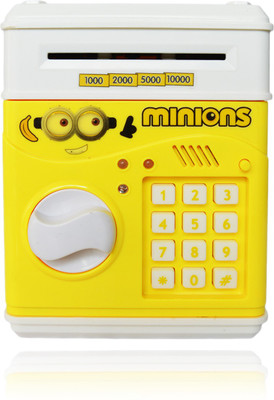 

Toys Factory Piggy Bank In Minions Cartoon Print 678A ( MANY COLOURS) Coin Bank(Yellow, White)