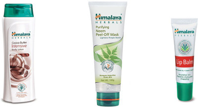 

Himalaya coca butter intensive body lotion, neem peel of mask, lip balm(Set of 3)