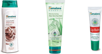 

Himalaya coca butter intensive body lotion, aloe vera face wash, lip balm(Set of 3)