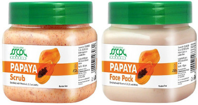 SSCPL Herbals Papaya Scrub & Face Pack (150gms each)(Set of 2)