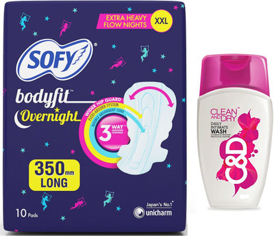 

sofy Bodyfit Overnight, Clean And Dry Daily Intimate Wash(Set of 2)