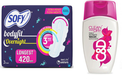 

sofy Bodyfit Overnight, Clean and Dry Intimate Wash(Set of 2)