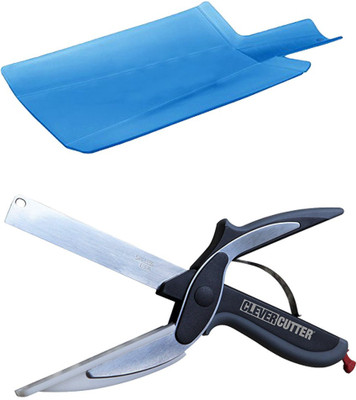 

Evana Combo Cutting Board With Clever Cutter Plastic Cutting Board(Blue Pack of 2)