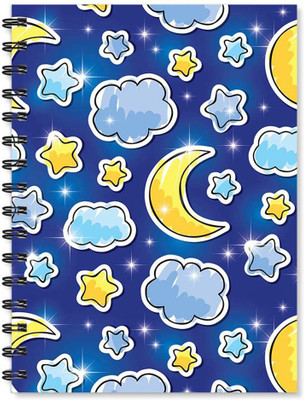 

100yellow A5 Notebook(Notebook | Moon & Star Printed Note book | Designer Wire Bound Ruled Paper Sheets Personal and Office Stationary Notebooks Diary-Ideal for Kids, Multicolor)