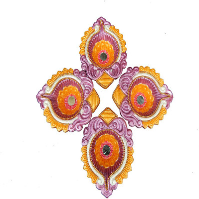 

ovicrafts Terracotta (Pack of 4) Table Diya Set(Height: 1 inch)