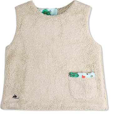 

Cherry Crumble California Sleeveless Solid Baby Girl's Jacket, Offwhite