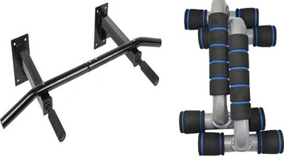 

Fitness Carnival Heavy Duty Wall Mounted Pull Up Bar + Push Up Bars Press Pull Stand Arm Chest Exercise Fitness Stand Combo Gym & Fitness Kit