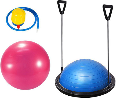 

Fitness Carnival 65cm Fitness Yoga Balance Trainer Ball + Bosu Ball With Elastic Strings Combo Gym & Fitness Kit