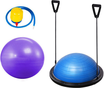 

Fitness Carnival 65cm Fitness Yoga Balance Trainer Ball + Bosu Ball With Elastic Strings Combo Gym & Fitness Kit