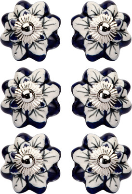 

Amber Shine White and Navy Blue Ceramic and Metal Door Knob Ceramic Door Knob(Multicolor Pack of 6)