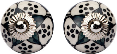 

Amber Shine White and Dark Green Ceramic and Metal Door Knob Ceramic Door Knob(Multicolor Pack of 2)