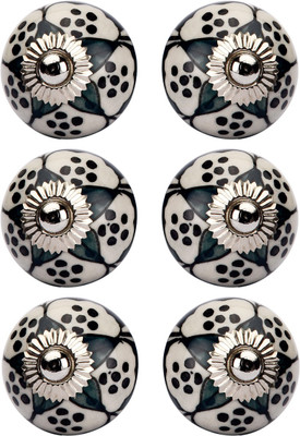 

Amber Shine White and Dark Green Ceramic and Metal Door Knob Ceramic Door Knob(Multicolor Pack of 6)