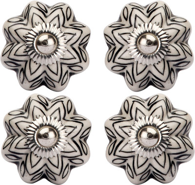 

Amber Shine Off White and Black Ceramic and Metal Door Knob Ceramic Door Knob(Multicolor Pack of 4)