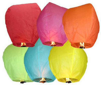 CHURO diwali wish candle Multicolor Paper Sky Lantern (2 cm X 10 cm, Pack of 6) 1