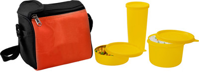 

Little Swan Khana Pani with 3 foodgrade microwaveable containers and one tumbler 4 Containers Lunch Box(1200 ml), Orange