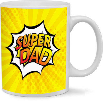 

RAMPOSH Quotes Printed "Super Dad" Coffee Ceramic Ceramic Mug(350 ml), Yellow