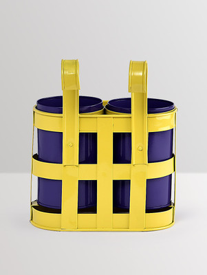 

Aasra Yellow & Blue Basket with Cup Planters Plant Container Set(Pack of 3, Metal)