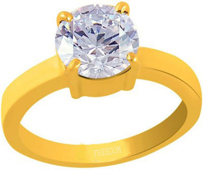 freedom Certified Zircon (American Diamond) Gemstone 7.25 Ratti or 6.60 Carat for Male & Female Panchdhatu 22K Gold Plated Alloy Ring