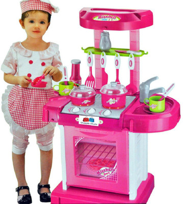 

GRAPPLE DEALS Luxury Battery Operated Super Kitchen Set with Light and Cooking Sound Toy for Kids