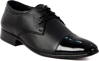 

EVLON BLACK LEATHER PARTY SHOES Derby For Men(Black