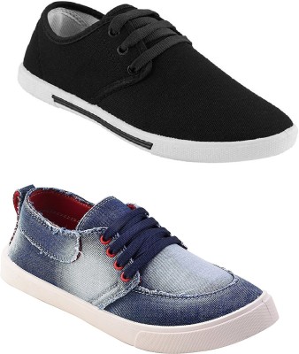 

Chevit Men's Combo Pack of 2 Denim Sneakers With Loafers, Slip On Sneakers For Men(Multicolor, Blue & black