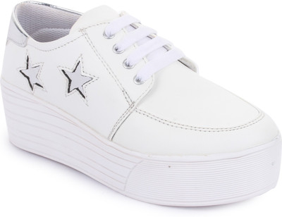 

Vilax Fashionable Sneakers Casuals For Women(White, Silver