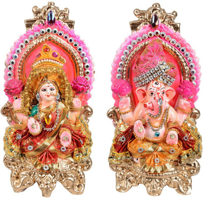 

HunarHut Lakshmi Ganesh Idols Decorative Showpiece - 20.5 cm(Clay, Multicolor)