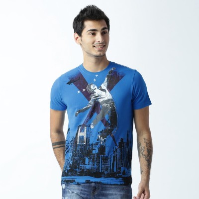 HUETRAP Graphic Print Men Round Neck Blue T-Shirt