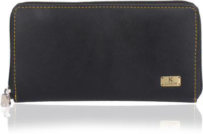 

K London Women Black Artificial Leather, Fabric Wallet(4 Card Slots)