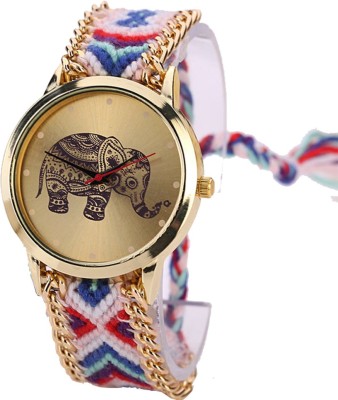 Freny Exim Fashionable Funky Look In Fabric Multicolor Belt Beautiful Elephant Round Dial Bracelet Watch  - For Girls   Watches  (Freny Exim)