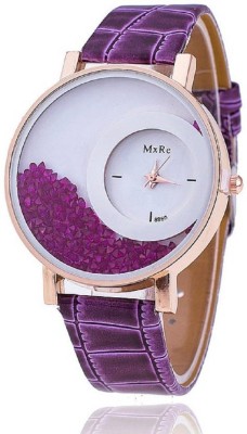 Freny Exim Letest Collation Fancy And Attractive Purple Movable Diamonds In Round Dial With Fashionable Leather Belt Watch  - For Girls   Watches  (Freny Exim)