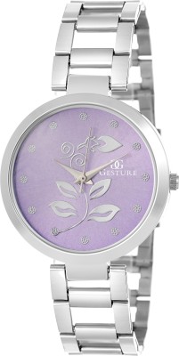 Gesture 10- Stylish Purple Floral Dial Elegant Watch  - For Women   Watches  (Gesture)