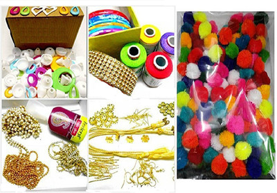 GOELX Silk Thread Jewelery-Making Fully Loaded Box With All Accessories & Pom Pom Colourful 50 Balls Flipkart