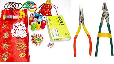 

GOELX All-in-1 Silk Thread Jewellery Making Kit With Tools & Beautiful Jewellery Pouch !!