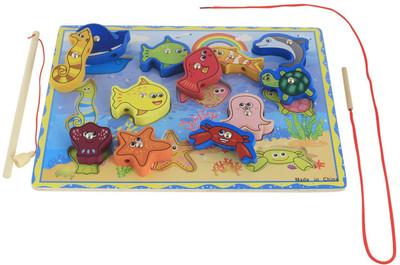 

Munchkinz Wooden Magnetic Fish Catching Learning Game with 2 Wooden Poles Board Game