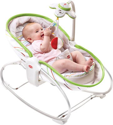 

Delia 3-In-1 Rocker Napper~Flow Non-electric Bouncer(White, Green), Green;white