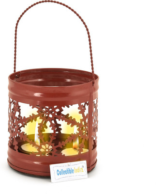 

Collectible India Red Metal Tealight Candle Holder Iron 2 - Cup Candle Holder(Red, Pack of 1)