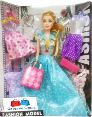

GRAPPLE DEALS Fashion Girl Princess Doll With Trendy Dresses And Accessories For Girls.(Blue)